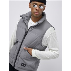 Жилет мужской утепленный спортивный серого цвета 15322Sr