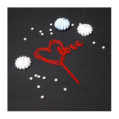 Топпер "Love" красный 8*12 см