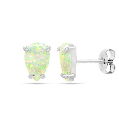 Серьги из серебра опал белый, МОВ0294