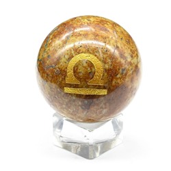 Шар из яшмы желтой знак зодиака "Весы" диаметр 52-53мм