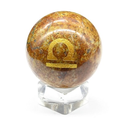 Шар из яшмы желтой знак зодиака "Весы" диаметр 52-53мм