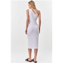 Платье прилегающего силуэта из трикотажа белое