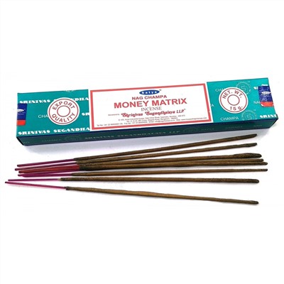 Nag Champa MONEY MATRIX Incense, Satya (Благовония НАГ ЧАМПА ДЕНЕЖНАЯ МАТРИЦА, Сатья), 15 г.