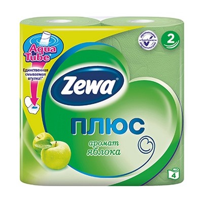 Туалетная бумага  ZEWA 2 слоя  4шт. яблоко