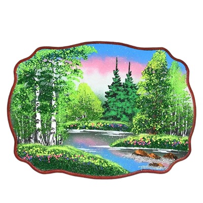 Картина с рисунком из камня, летнее утро "прямоугольное" 33*24см, 490г