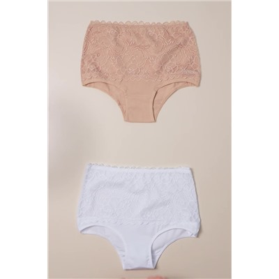 Женские кружевные трусы с высокой посадкой 2шт. Happyfox