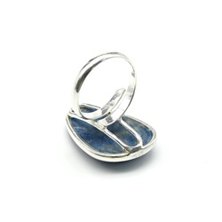 Кольцо с лазуритом в посеребрении грация 21*28мм