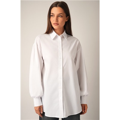 Женская удлиненная рубашка оверсайз с широкими рукавами Happyfox
