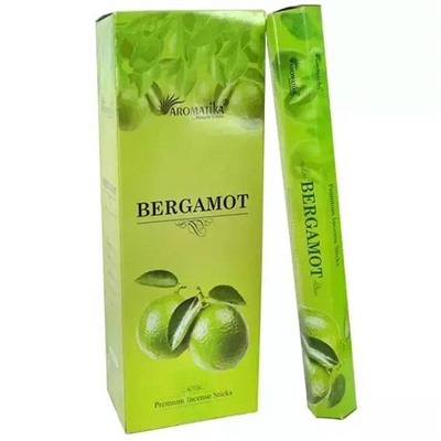 Premium Incense Sticks BERGAMOT, Aromatika (Премиум ароматические палочки БЕРГАМОТ, Ароматика), шестигранник, 20 г.
