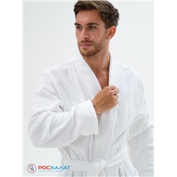 Белый махровый халат с планкой  унисекс белый МЗ-09 (1)