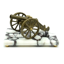 Пушка из бронзы на подставке из мрамора 150*90*85мм