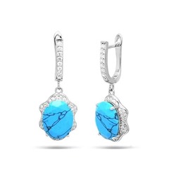 Серьги из серебра бирюза пресс., МЦВ001