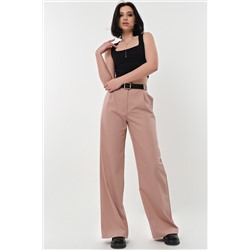 Брюки прямые из костюмной ткани бежевые