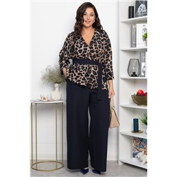 Костюм брючный Осенний шик (синий/лео) К14282-7М