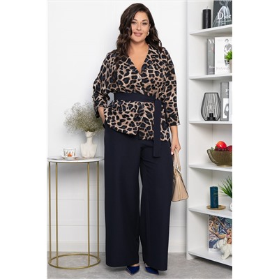 Костюм брючный Осенний шик (синий/лео) К14282-7М