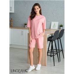 Трикотажная женская футболка оверсайз LINGEAMO пудрово-розовая ВФ-14 (102)