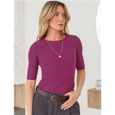 Футболка из трикотажа в широкий рубчик