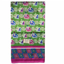 Сари ISHITA HOUSE, Kalista, с печатным принтом СЛОНЫ И ПАВЛИНЫ, цвет ЗЕЛЕНЫЙ (Size: Onesize), 1 шт.