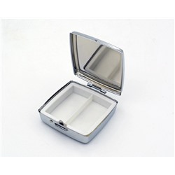 Таблетница на 2 отсека, камень мусковит, серебристая