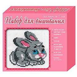 Набор д/вышивания крестиком Зайка  8*10см (схема,канва,пяльцы) 00307