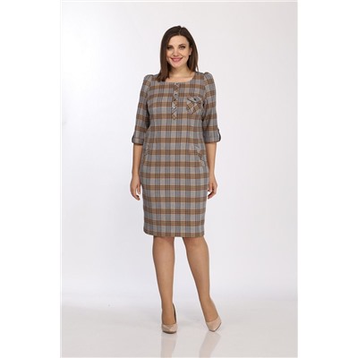 Lady Style Classic 432/6 клетка_серо-оранжевый, Платье