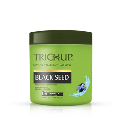 Trichup Hair Mask BLACK SEED Hot Oil Treatment, Vasu (Тричуп Маска для волос ЧЕРНЫЕ СЕМЕНА, Питание и защита, Обогащена Лимоном и Солодкой, Васу), 500 мл.