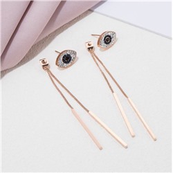 SALE! Длинные серьги - цепочки из ювелирной стали, Глаз Фатимы, 2 в 1, 1 пара.