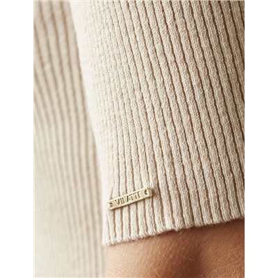 Водолазка тонкой вязки в рубчик из хлопка с нейлоном