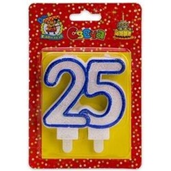 С2484 Свеча в торт цифра "25" (значимые даты, синяя), (МИЛЕНД)