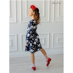 Платье Эля подснежники на синем