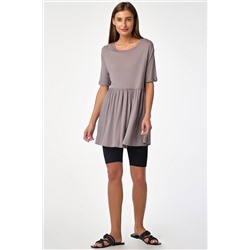 Футболка летняя удлиненная из вискозы серая