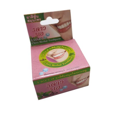 Thai Herb CLOVE & MINT Toothpaste, 5 Star (Отбеливающая зубная паста ГВОЗДИКА И МЯТА), шайба, 25 г.