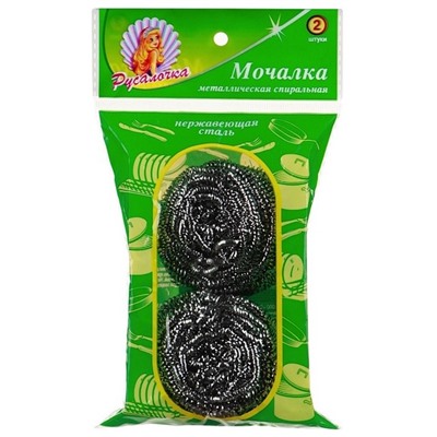 Мочалка д/посуды РУСАЛОЧКА металл.спиральная 2шт.