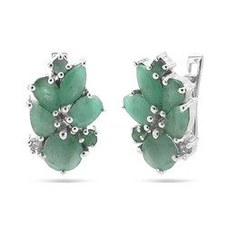 Серьги из серебра изумруд, Белиссимо