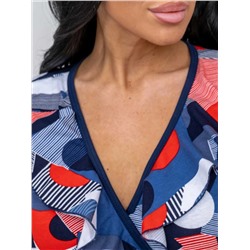 Халат женский Текс-Плюс, цвет синий красный