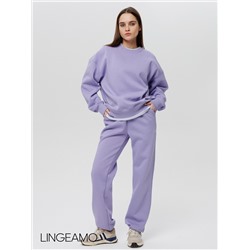 Женский свитшот оверсайз из футера с начесом Lingeamo сиреневый ВК-23 (32)
