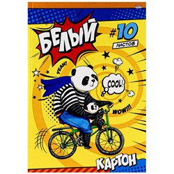 Картон белый 10л. А4 Панды на велосипеде  Проф-Пресс 10-9088