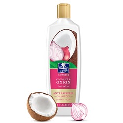 Coconut & Onion Shampoo ANTI HAIRFALL, Parachute (Шампунь ПРОТИВ ВЫПАДЕНИЯ ВОЛОС с кокосом и луком, без парабенов, Парашют), 340 мл.