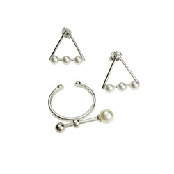 Комплект «Simply» серьги+кольцо 17р-р (с открыткой)