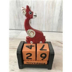 Вечный календарь ЖИРАФЧИК (разные цвета, дерево, роспись, ручная работа, высота 13 см.), с острова Бали, 1 шт.