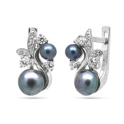 Серьги из серебра жемчуг, См096ч