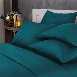 Комплект постельного белья Страйп-сатин Verossa темно-бирюзовый КПБ-НС-10