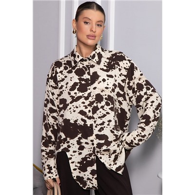 Блуза Тайна очарования (бело-коричневая) Б14432-5М