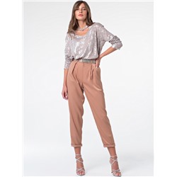 Блузка нарядная трикотажная блестящая мокко