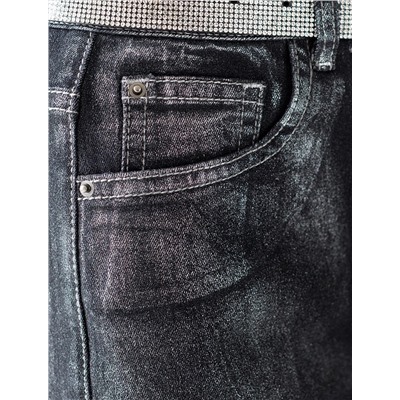 Джинсы трубы из эластичного денима с металлизированным покрытием