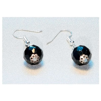 Серьги Чешское стекло шарик цвет черный SH 501322