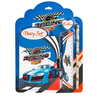Блокнот подарочный Alingar 11*15см Racing замочек, карандаш ,линейка,ластик блистер AL10085/1