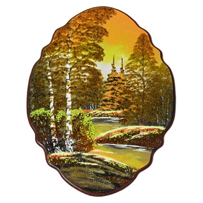 Панно с рисунком из камня, осеннее утро "облако", 37*50см, 1125г