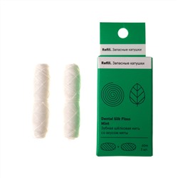REFILL Dental Silk Floss MINT, Jungle Story (ЗАПАСНЫЕ КАТУШКИ зубной шёлковой нити со вкусом МЯТЫ, 2 штуки по 30 метров), 1 уп.