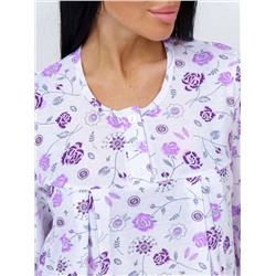 Ночная сорочка женская Текс-Плюс, цвет белый фиолетовый